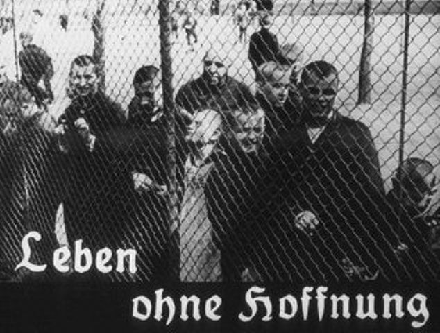 This image originates from a film produced by the Reich Propaganda Ministry. It shows patients in an unidentified asylum